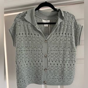 Jessica Simpson Crochet button up blouse M